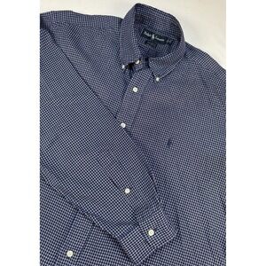 Ralph Lauren 16 34/35 Yarmouth Blue‎ Tattersall Button Down Shirt